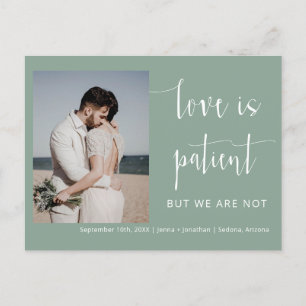 Sage Green Modern Minimal Script Foto Elopement Postkarte