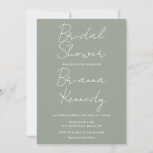 Sage Green Modern Minimalist Script Bridal Dusche Einladung