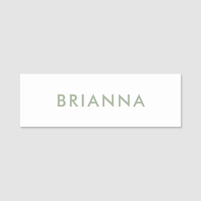 Sage Green Modern Minimalist Script Custom Namensschild (Vorderseite)