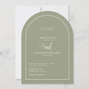 Sage Green Modern Minimalist Script Wedding Einladung