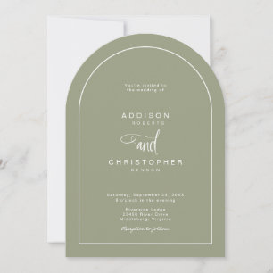 Sage Green Modern Minimalist Script Wedding Einladung