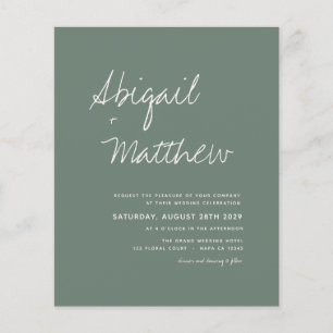 Sage Green Modern Minimalistisch Handwriting Weddi