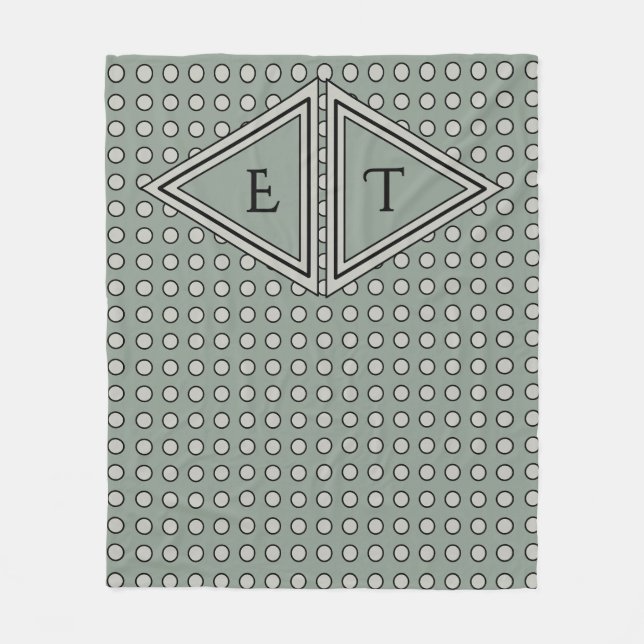 Sage Green Modern Monogram Decor Fleecedecke (Vorderseite)