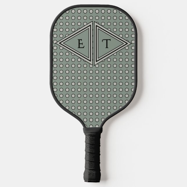 Sage Green Modern Monogram Decor Pickleball Schläger (Rückseite)