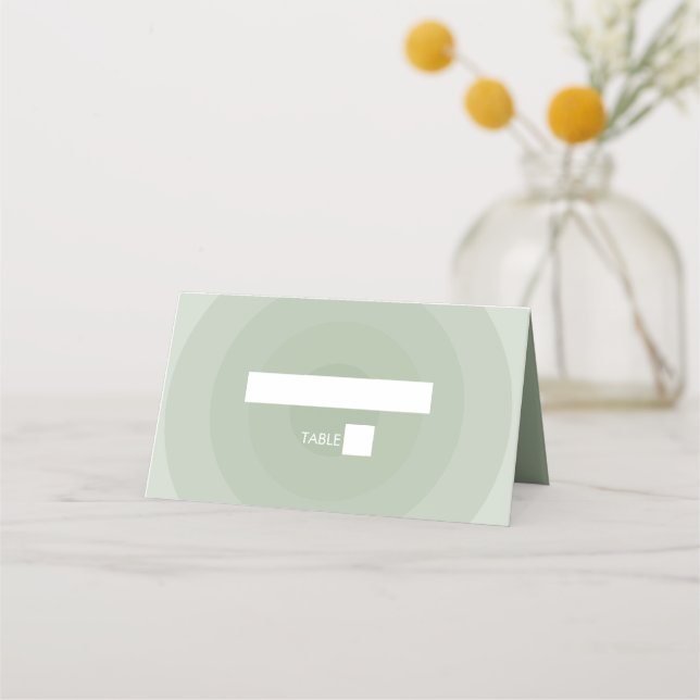 Sage Green Modern Monogram Wedding Platzkarte (Vorderseite)