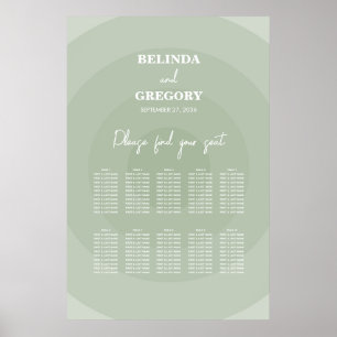 Sage Green Modern Monogram Wedding Seating Chart Poster