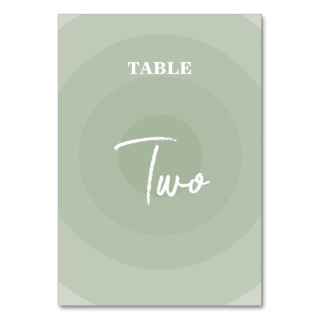 Sage Green Modern Monogram Wedding Tischnummer (Vorderseite)