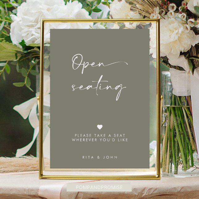 Sage Green Modern Open Seating Wedding Sign Poster (Von Creator hochgeladen)