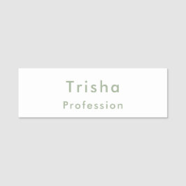 Sage Green Modern Script Custom Employee ID Namensschild