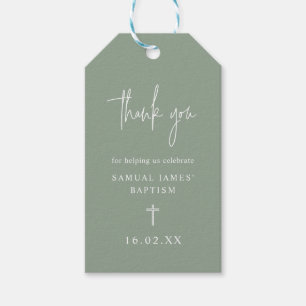Sage Green Modern Script Minimalistische Taufe Gef Geschenkanhänger