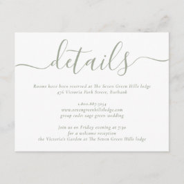 Sage Green Modern Script Wedding Card Begleitkarte