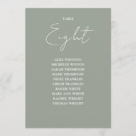 Sage Green Modern Seekarte Tischnummer
