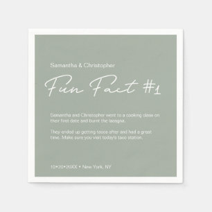 Sage green Modern Simple Couple Fun Fee Wedding Serviette