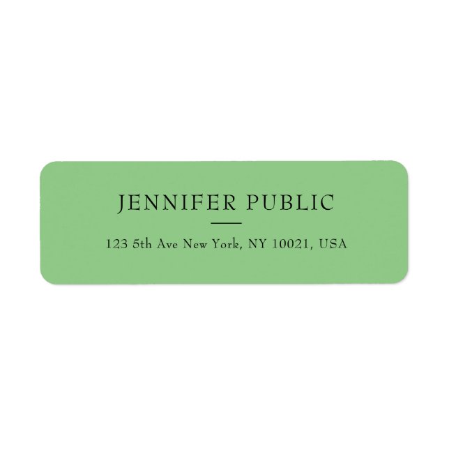 Sage Green Modern Simple Template Rücksendeadresse (Vorne)