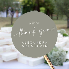 Sage Green Modern Wedding a Sweet Danke Runder Aufkleber