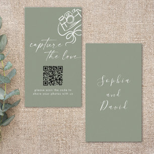 Sage Green Modern Wedding fängt die Liebe QR Code Begleitkarte