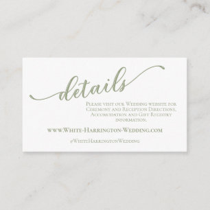 Sage green moderne, einfache und minimale Hochzeit Begleitkarte