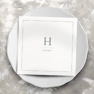 Sage Green Moderne Klasse Luxe Familie Monogram Serviette