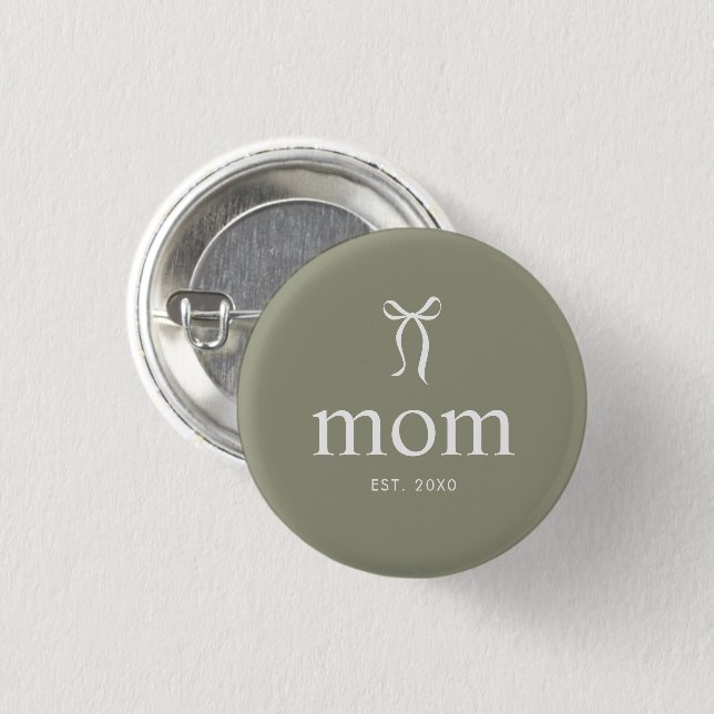 Sage Green Moderne Mutter-Schleife Button (Vorne & Hinten)