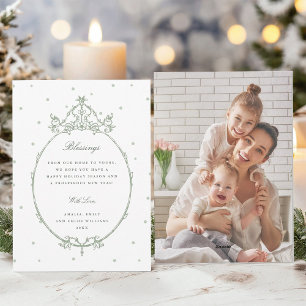 Sage Green Modernes Classic Frame Foto Feiertagskarte