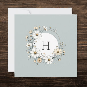 Sage Green Monogram Boho Blume Personalisiert Dankeskarte