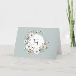 Sage Green Monogram Boho Blume Personalisiert Dankeskarte