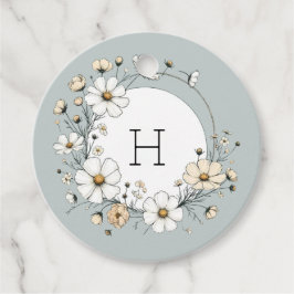 Sage Green Monogram Boho Blume Personalisiert Geschenkanhänger