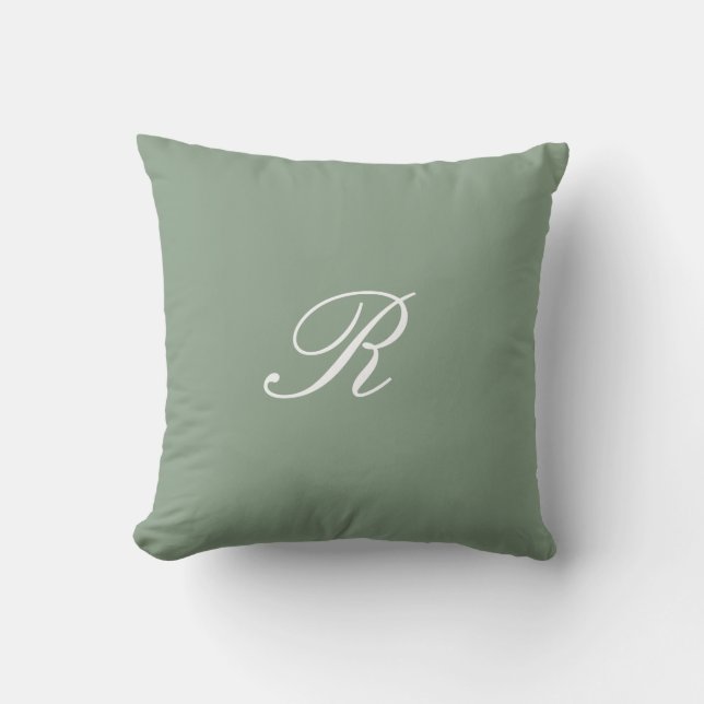 Sage Green Monogram Initial Wedding Gift Bevorzugu Kissen (Vorderseite)