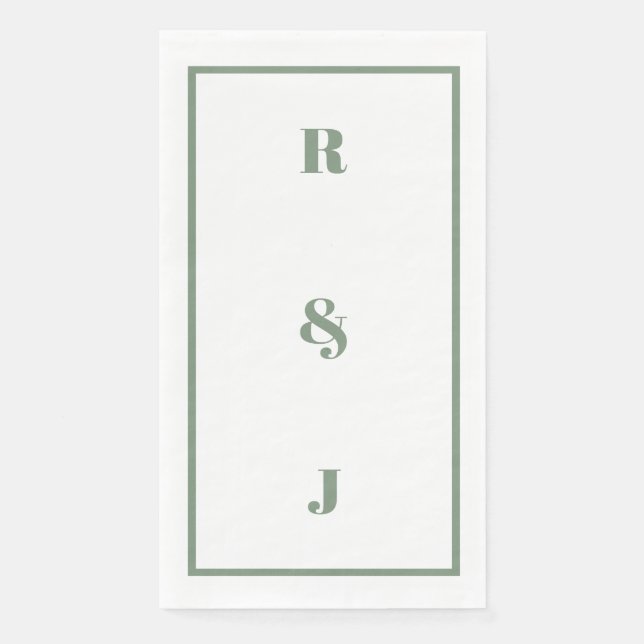 Sage Green Monogram Initials Letter Trendy Wedding Serviette (Vorderseite)