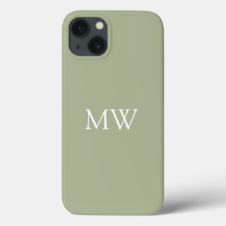 Sage Green Monogram Initials Trendy Boho Case-Mate iPhone Hülle