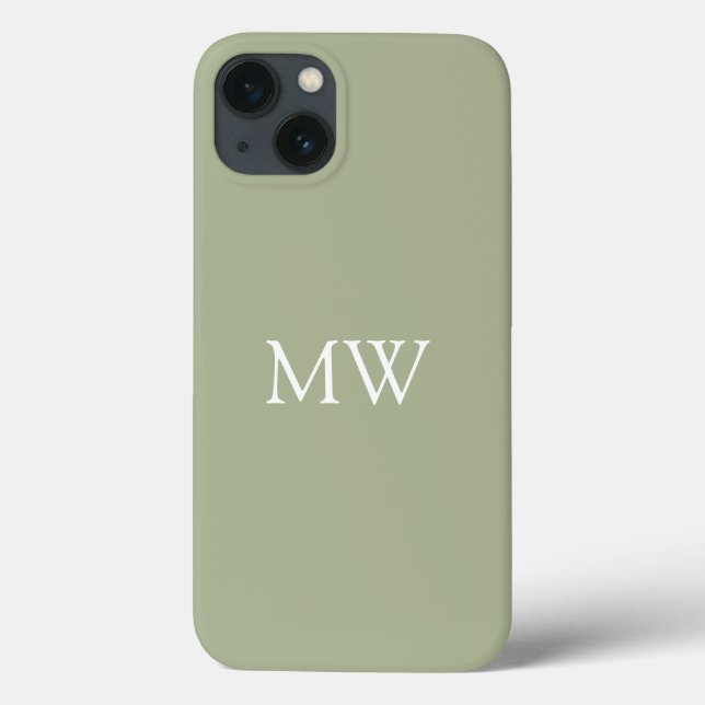 Sage Green Monogram Initials Trendy Boho Case-Mate iPhone Hülle (Rückseite)