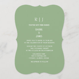 Sage Green Monogram Initials Trendy Wedding Einladung