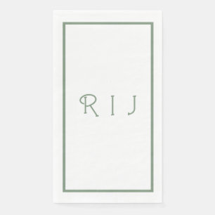 Sage Green Monogram Initials Verlobung Hochzeit Serviette