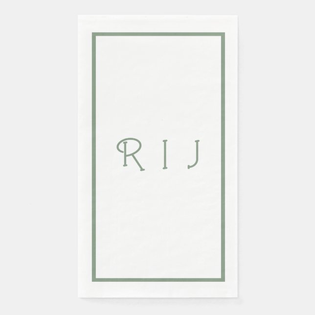 Sage Green Monogram Initials Verlobung Hochzeit Serviette (Vorderseite)