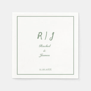 Sage Green Monogram Name Elegant Script Wedding Serviette