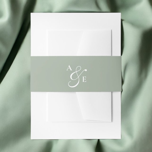Sage Green Monogram Script Ampersand Einladungsbanderole (Von Creator hochgeladen)