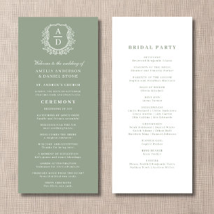 Sage Green Monogram Wappen Wedding Program