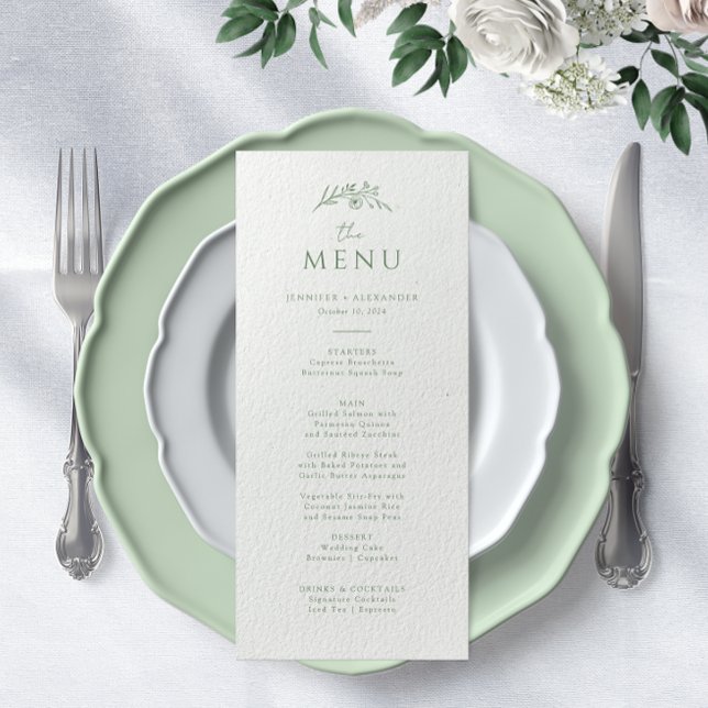 Sage Green Monogram Wedding Menükarte (Von Creator hochgeladen)