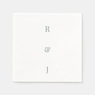 Sage Green Monogramm Anfangsbuchstaben Verlobung H Serviette