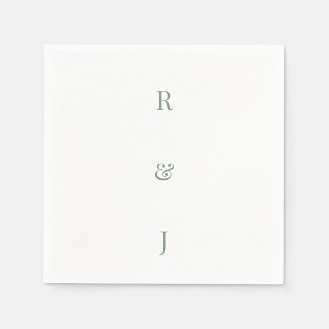 Sage Green Monogramm Anfangsbuchstaben Verlobung H Serviette (Vorderseite)