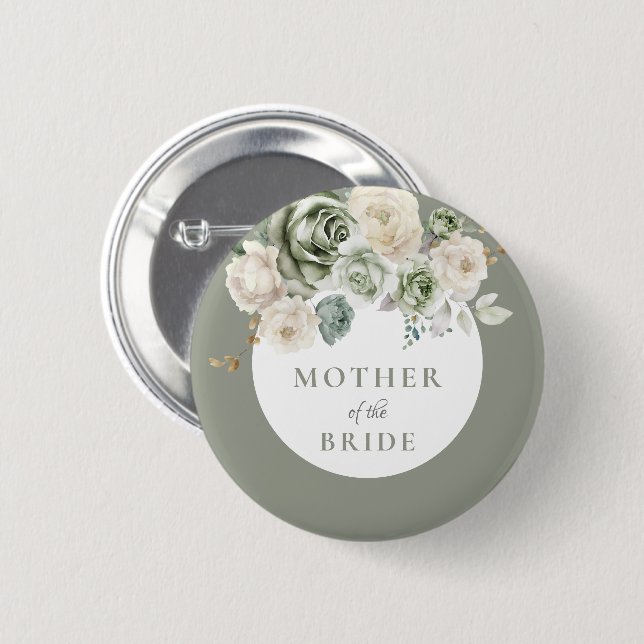 Sage Green Mother of the Bride Brautparty Button (Vorne & Hinten)