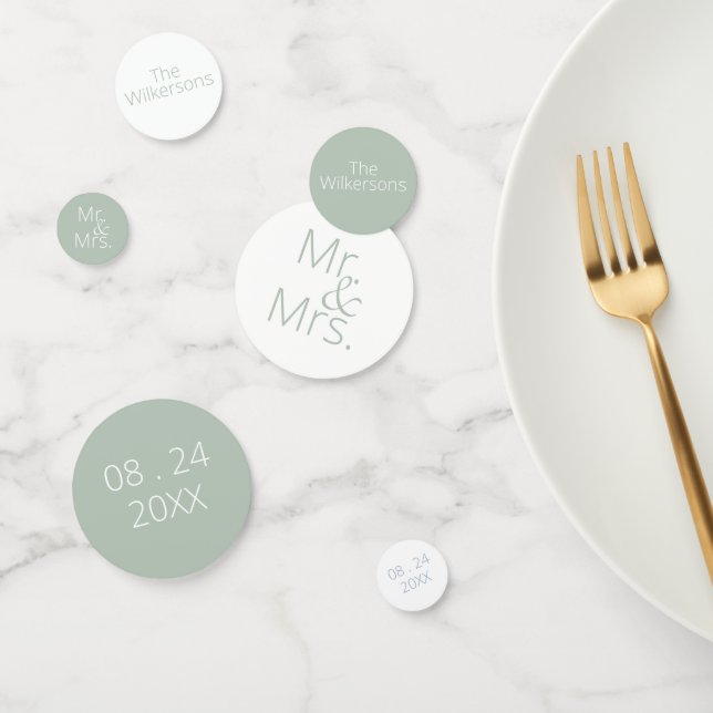 Sage Green Mr & Mrs Wedding Confetti Konfetti (Gruppe)