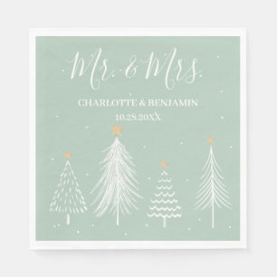 Sage Green Mr. und Mrs. Christmas Winter Serviette