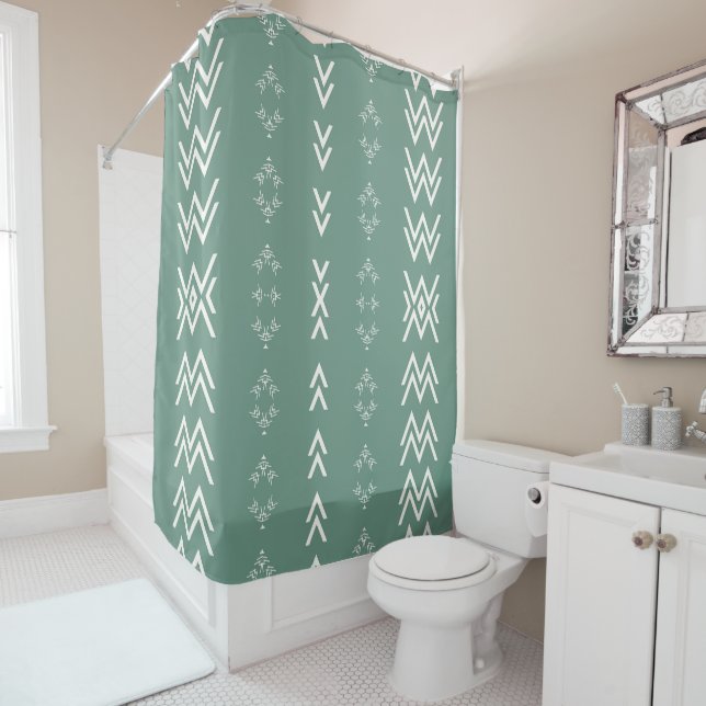 Sage Green Mud Cloth Duschvorhang (Beispiel)
