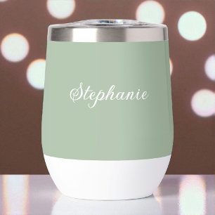 Sage Green Name Modern Elegante Monogram Boho