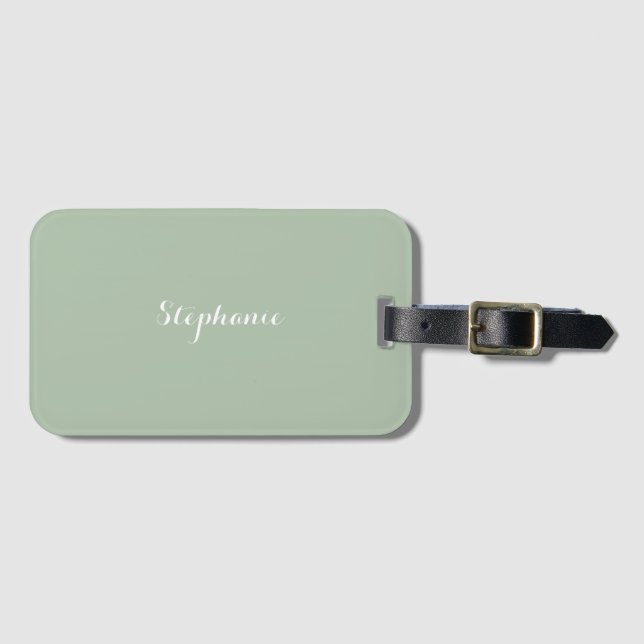 Sage Green Name Modern Elegante Monogram Boho Gepäckanhänger (Vorderseite (Horizontal))