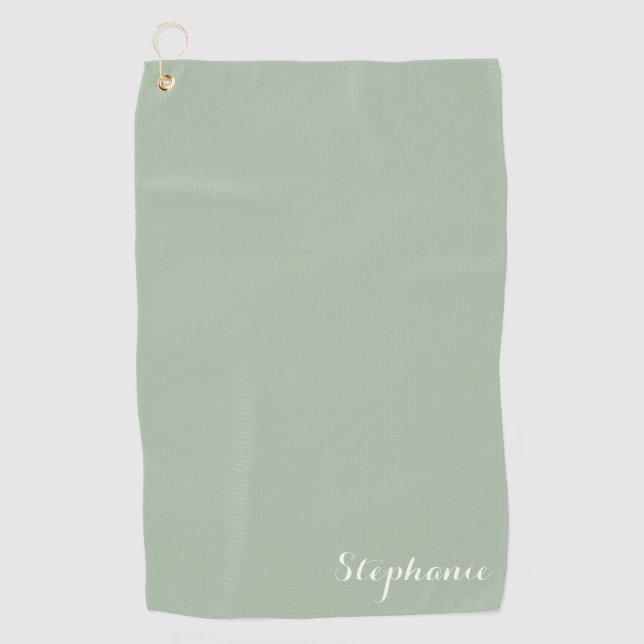 Sage Green Name Modern Elegante Monogram Boho Golfhandtuch (Vorderseite)
