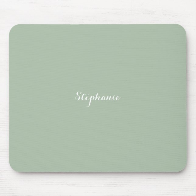 Sage Green Name Modern Elegante Monogram Boho Mousepad (Vorne)
