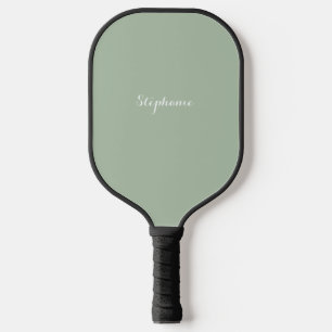 Sage Green Name Modern Elegante Monogram Boho Pickleball Schläger