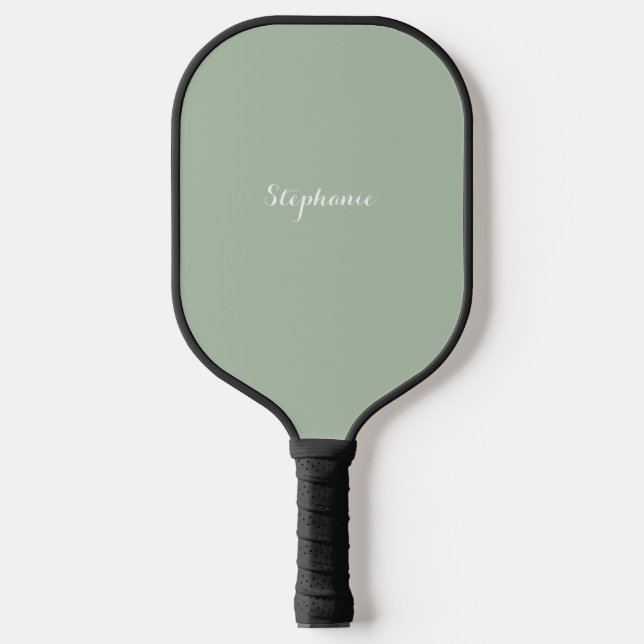 Sage Green Name Modern Elegante Monogram Boho Pickleball Schläger (Vorderseite)
